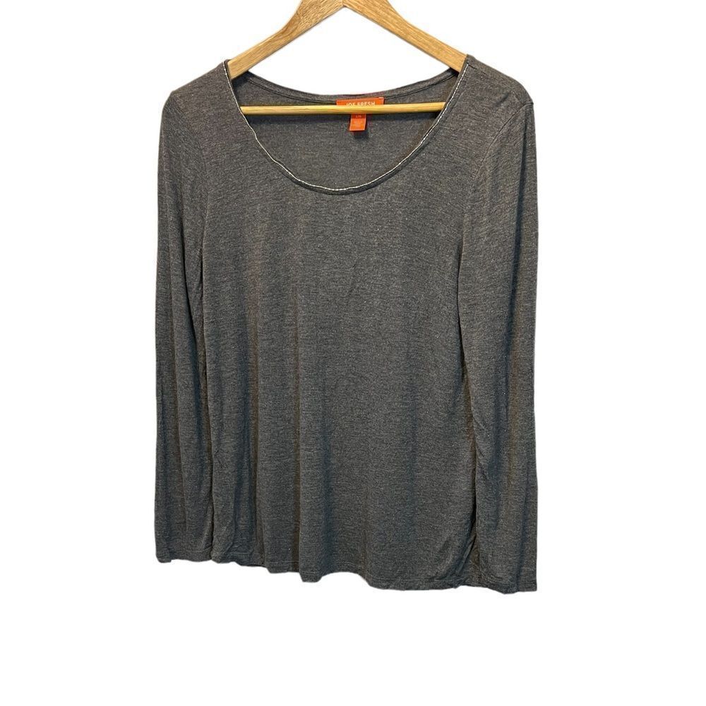 JOE FRESH Grey Sparkle Beaded Scoop Collar Lightweight Casual Top L